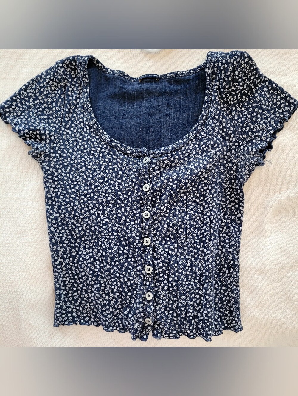 Brandy Melville Floral Button-Down Crop Top | Size 2 / XS Made in Italy